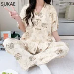 kf-Sf562010184a14b7b8f647e6bedcb9d649-SUKAE-Women-Pajamas-Set-Summer-Faux-Cotton-Sleepwear-for-Girl-Leisure-New-Chinese-Style-V-neck