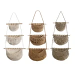 Hanging Fruit Baskets Multipurpose Boho Decor Handwoven Indoor Planter Holder for Organizing Onion Vegetables Potato Kitchen