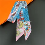 وشاح من الحرير الناعم مطبوع بشريط نحيف بتصميم فاخر للسيدات وشاح من الساتان الناعم برقبة دائرية للنساء حقيبة ربطات عنق هدية