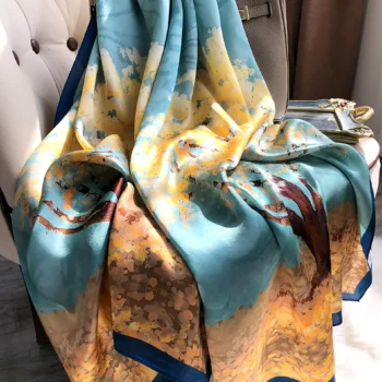 المرأة الفاخرة تصميم الحرير وشاح ، الشاطئ شال ، لينة مسلم عقال ، شال السلس ، 85x180 سنتيمتر ، الربيع