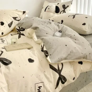 Pure Cotton Bed Four Piece Set, Summer Cotton Ins Quilt Cover, Bedding, Dormitory Bed Sheets, Three Piece Set, Fitted Sheet