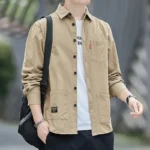 2024 new 100% cotton high-quality cargo men's shirt casual long sleeve shirt men's cargo shirt street wear