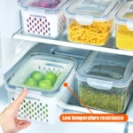 Refrigerator Preservation Storage Box Drain Basket Storage Containers Sealed Box Vegetable Fruit Kitchen Food Grade Drain Boxes