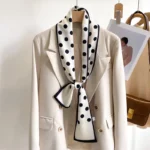 وشاح حريري مطبوع بنقاط بولكا للنساء ، وشاح نحيف ، منديل ناعم ، ربطة شعر ، ربطة رأس للسيدات ، وشاح ، ربطة عنق نسائية ، ساتان ،