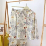 kf-Sf6e5434f2cf247efba8817ce521c63cbS-100-Cotton-Gauze-Women-Pajamas-Sleepwear-Female-2-Piece-Set-Ink-Painting-Printing-Nightwear-Pyjamas-Home