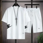 2024Summer Men's Waffle Sets Casual T-Shirt And Shorts Set Male Sports Suit Solid Color Tracksuit Loose Suits Size 3XL