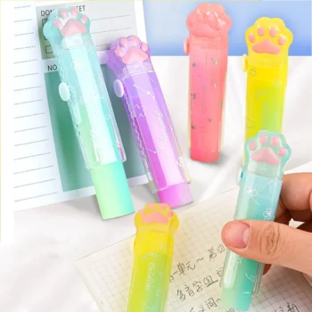 المحمولة هلام اللون القط باو قلم رصاص ممحاة ، لطيف دفع سحب تصميم محايات المطاط ، القرطاسية الطالب ، اللوازم المكتبية المدرسية ، الهدايا