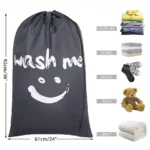 kf-S1454e0ae3c114d2fbf942f292b962253B-Nylon-Laundry-Bag-Travel-Bags-Storage-Organizer-Pouch-Hamper-Wash-Machine-Washable-Dirty-Clothes-Drawstring-Bag