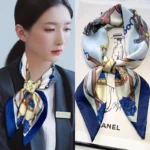 وشاح حريري من الساتان للنساء ، شريط شعر ، ربطة عنق ، وشاح حقيبة ، غطاء رأس نحيف للسيدات ، أربطة زهور الفولار ، طبعة الموضة الجديدة ،