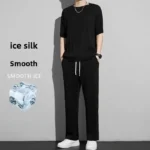 kf-Sb4ed741bb5244fe88b5556dbe235aca9P-Men-s-Ice-Silk-Sports-Suit-Summer-Thin-New-2024-Casual-Long-Pants-Short-Sleeves-T