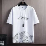 kf-S098dd162b6c248658fb8614ef72abc1ey-Men-s-Fashionable-Summer-T-shirt-Suit-New-Style-Snow-Mountain-Printing-Slim-Fit-Korean-Version