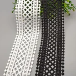 70mm 75mm Black White Hollow Out Floral Embroidered Lace Ribbon DIY Apparel Sewing Fabric Lace Tape Dress Clothing Decoration