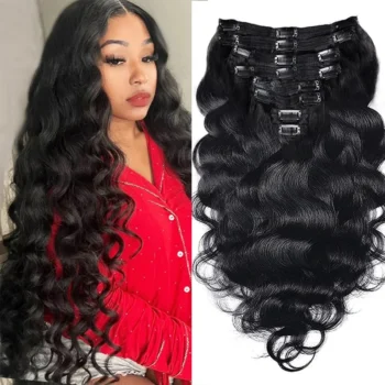 Clip In Human Hair Extensions 120g/set Body Wave 18Clips Full Head Natural Brazilian Clip on Hair Extension 10-26 Inch for Women
