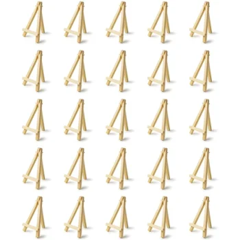 25 Pieces of Mini 5 Inch Wooden Easel. Business Cards, Display Photos, Small Canvases, Classroom DIY Arts and Crafts