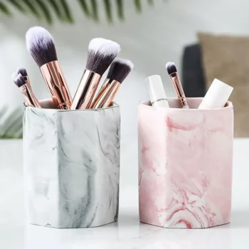 Ceramic Pen Holder Cosmetic Make-up Brush Organizer Storage Box Stationery Organizer Jar Pen Holder Desktop Organizer Pen Box