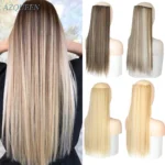 AZQUEN Synthetic 5 Clips Long Straight Hair Extensions Clips in High Temperature Fiber Black Brown Hairpiece
