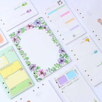 40 sheet/pack A6 A5 Colorful Refills Spiral Notebook Inner Pages 6 holes Loose Leaf Diario Binder Paper Planner Filler Paper