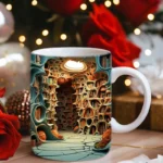 350ml Printing Library Bookshelf Mug Creative 3d Space Design Coffee Cups Ceramic Tea Milk Cups Decor Book Lovers Friends Gifts