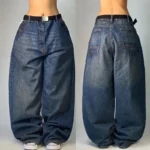 Y2K large size loose and comfortable American Washed Retro Gradient Jeans Men And Women Casual Gothic High Waist Wide Trousers