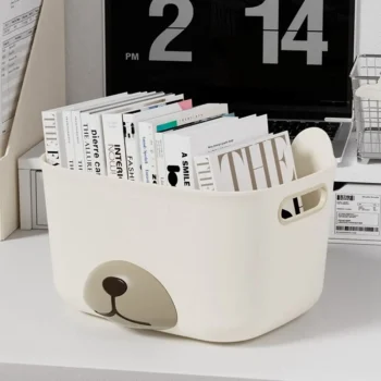 Plastic Sundries Storage Box Cute Creative Student Books Stationery Organize Cases Children Toys Storage Baskets Home Decor