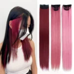 22" Straight Rainbow Clip In Hair One Piece For Kids Colored Fake Hair Extensions Synthetic Clip-in One Piece Fake Hairpieces