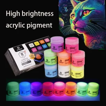 Glow-in-the-dark Pigment 8-color Set 20ml Water-based Paint Hand-painted Graffiti DIY Bag Shoes Clothing Nightglow Pigment