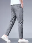 kf-S152406d9af3b4306bc86b20388565b08g-Summer-New-Business-Ice-Silk-Pants-Straight-Elastic-Waist-Black-Gray-Trousers-Breathable-Simple-Male-Clothing