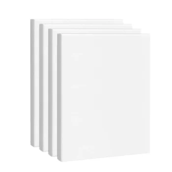 4pcs Stretched Canvas, 8 x 10 Inches ( 20 x 25 cm) Square Blank Canvases, 100% Cotton Canvases for Painting, 8 oz Gesso-Primed