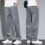 Summer Thin Men's Straight Loose Gray Jeans Soft Fabric Lyocell Fabric Light Colored Casual Pants Male Brand Trousers