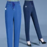 2024 New Summer Women Leisure Ice Silk Jeans Lady Elastic Baggy Wide Leg Straight Leg Pants Female Comfortable Slim Fit Trousers