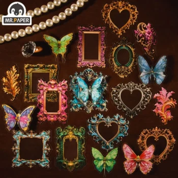 Mr. Paper Fantasy Butterfly Sticker Pack DIY European Border Hand Account Decorative Material Sticker Stationery 30pcs/pack