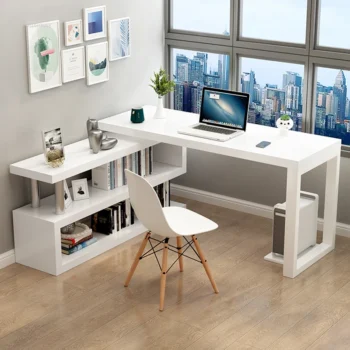 Minimalist Corner Computer Desks Study Room Computer Desk Bookshelf Integrated Modern Creative Rotatable Bookcase Office Desk