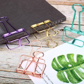 Metal Paper Clip 8 Colors 20x40mm Colors Gold Sliver Rose Green Binder Clips Clamps Paper Document Office School Stationery