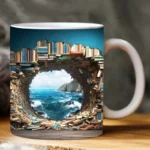 Ceramic 3D Library Bookshelf Mug Creative Water Cup With Handle Multi-Purpose Library Shelf Book Lovers Milk Cup Birthday Gift