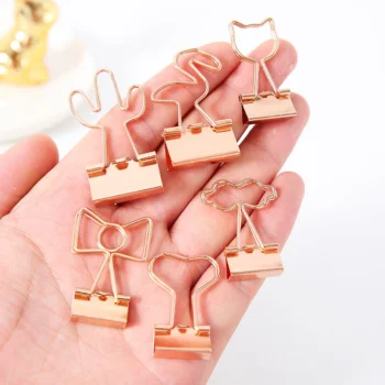 1PCS metal Paper Clip Foldback Metal Binder Clips gold Grip Clamps Paper Document Office School Stationery (style random)