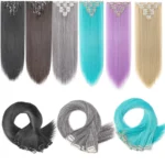 Clip in Hair Extensions 26'' Straight Hairpieces 8Pcs/Set Heat Resistant Synthetic Full Head Clip in Hair Extension for Women