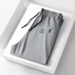 2024 Summer Soft Ice Silk Fabric Men's Thin Casual Pants Korean-style fashion Straight High Stretch Trousers Male Luxury Brand