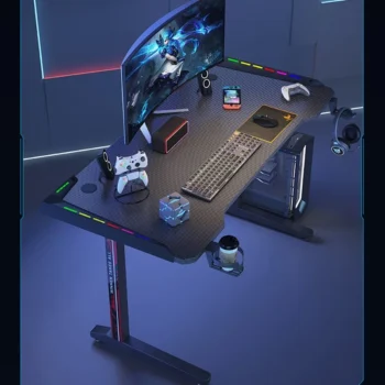 Luxury Unique Computer Desk for Shop Thickened Carbon Fiber with Light Desks Commercial Desktop Household Gaming Desk for Room