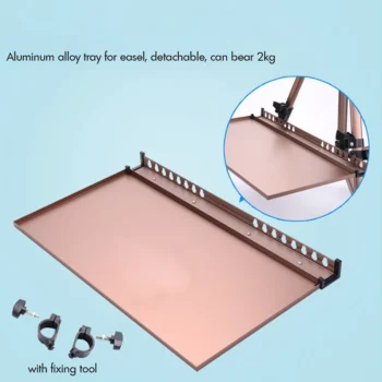 Aluminum Alloy Easel Tray with Fixing Tools, Detachable Artist Replacement Easel Tray Sketch Painting Rack, Size 39.7x22cm