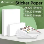 Coraljet 20 50 sheets 8.3"x11.7"(A4) 4x5(A6) High-Quality Glossy Sticker Paper Waterproof Self-Adhesive for Inkjet Printer