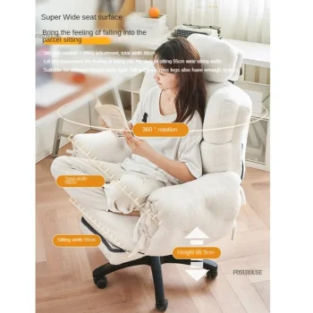 Velvet Backrest Office Chair for Bedroom Nordic Lazy Lift and Swivel Chairs Creative Comfortable Office Chairs for Gaming Room