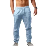 kf-S543d36109f1e4598a0dbee7ab135b701u-Men-Sports-Jogging-Sweatpants-Splicing-Casual-Pure-Color-Cotton-Linen-Straight-Trousers-Large-Size-Home-Long
