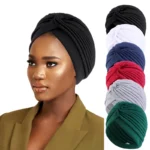 6PCS/LOT Women Stretchy Turban Muslim Hat Bandanas Sleep Night Cap Beanie Bonnet Hair Loss Chemo Caps Bandana Indian Cap