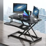 Height Adjustable Folding Standing Computer Desk with Keyboard Tray for Home Office Gaming Lift Laptop Table Stand Workbench