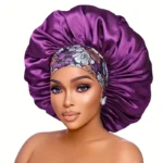 Extra Large Silky Satin Hair Bonnet For Women Thick Hair Sleep Cap Elastic Band Beanie African Headwrap Flower Turban Chemo Caps