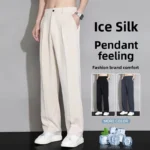 Men's Casual Pants Loose Fit Straight Leg Wide Leg Summer Lightweight Ice Silk Pants Dropshipping Fashion