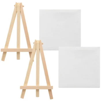 2 Sets Mini Oil Painting Board Delicate Canvas Easel Panels Wooden Multi-function Crafted DIY Child Trim For drawing