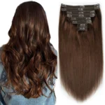 Chocolate Brown Extensions Clip in Natural Hair #4 Hair Extensions Real Human HairExtensions Straight Real Hair Extensions