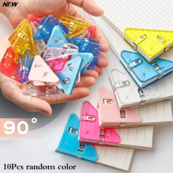 10pcs Triangle Corner Clips Set Transparent Colorful Page Holder Paper Clip File Index Photo Clamp Office School Desk Organizer