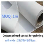 280g primed white 100% cotton blank canvas roll for hand painting practice 28/38/48/58cm wide